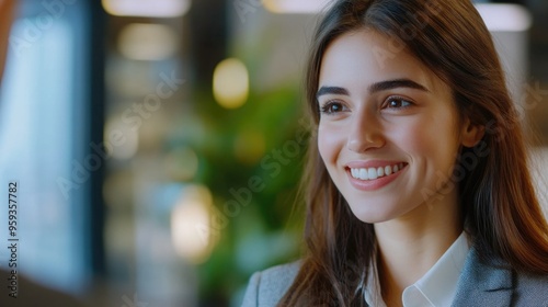 Free Download Professional Smiling Woman at a Desk - GFXLoad