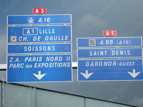 motorway signs in France - panneaux autoroutiers en France photo