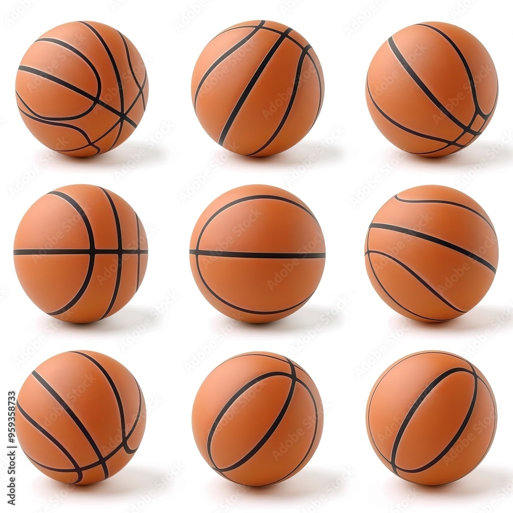 Set of basketball balls isolated on white background Set of basketball balls isolated on white background