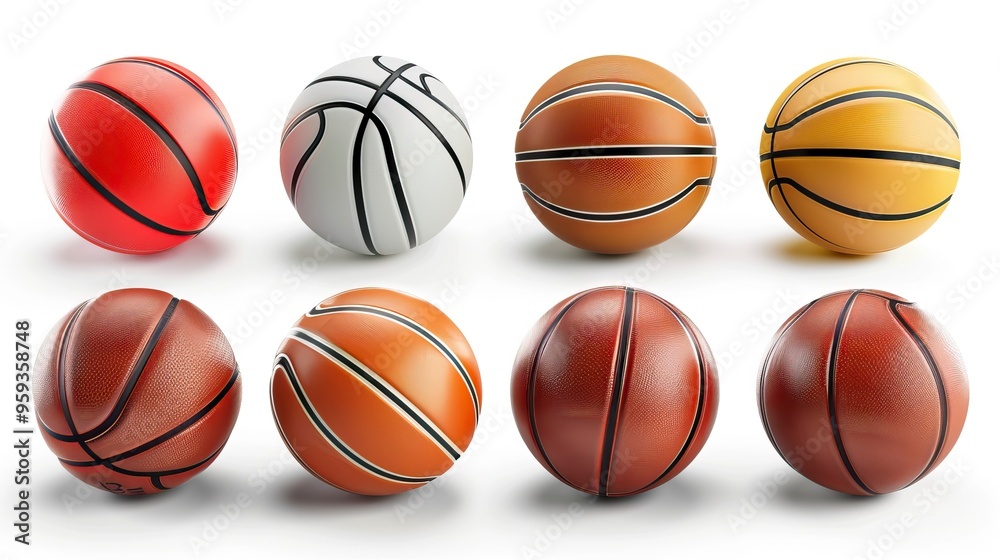 Set of basketball balls isolated on white background Set of basketball balls isolated on white background