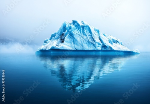 Iceberg Floating in the Ocean, Symbolizing Hidden Depths, with Copy Space on the Right