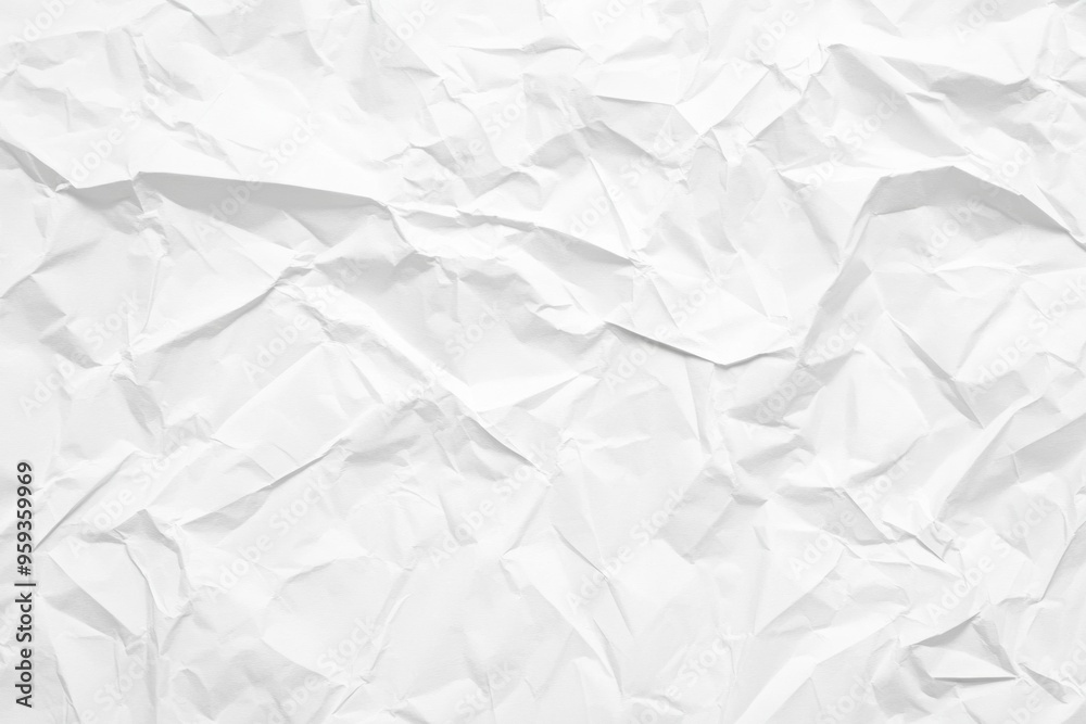 Fototapeta premium White Crumpled Paper Texture Background, High-Resolution, Flat Lay, Top View