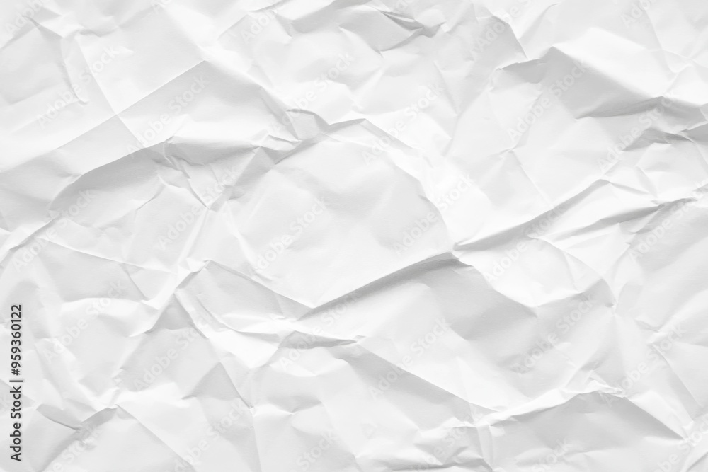 Obraz premium White Crumpled Paper Texture Background, High-Resolution, Flat Lay, Top View