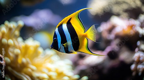 Colorful moorish idol fish waikiki oahu hawaii : Generative AI photo