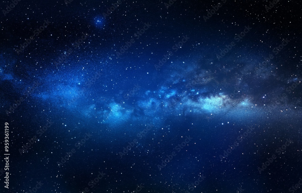 Fototapeta premium Starry Night Sky with Milky Way Galaxy, Twinkling Stars in Various Sizes and Colors, Ideal for Sci-Fi Designs