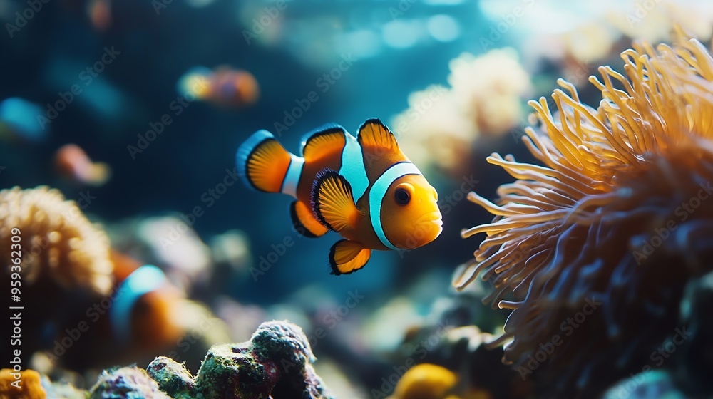 Palma de Mallorca Aquarium featuring clown fish and coral : Generative AI Palma de Mallorca Aquarium featuring clown fish and coral : Generative AI