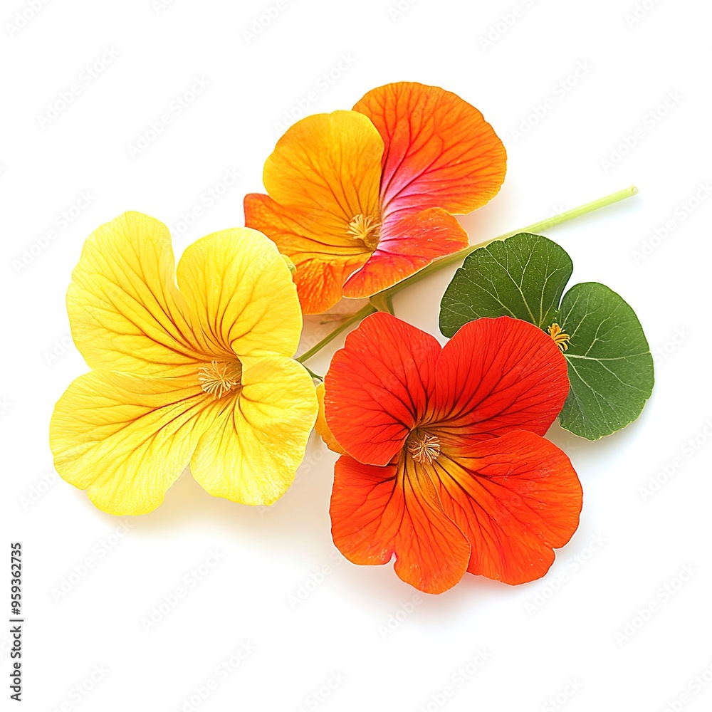 Nasturtium Flowers isolated on white background. Nasturtium Flowers isolated on white background.