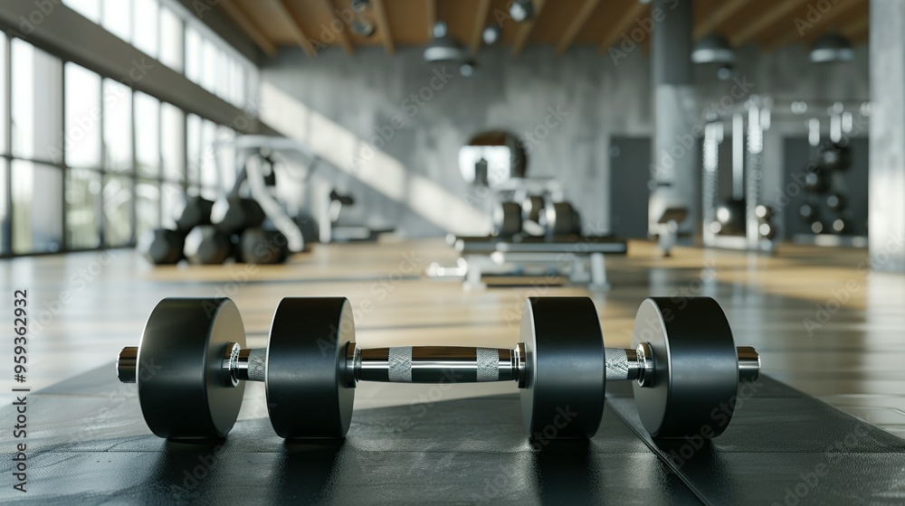 Close-up of a Dumbbell in a Modern Gym Setting Close-up of a Dumbbell in a Modern Gym Setting
