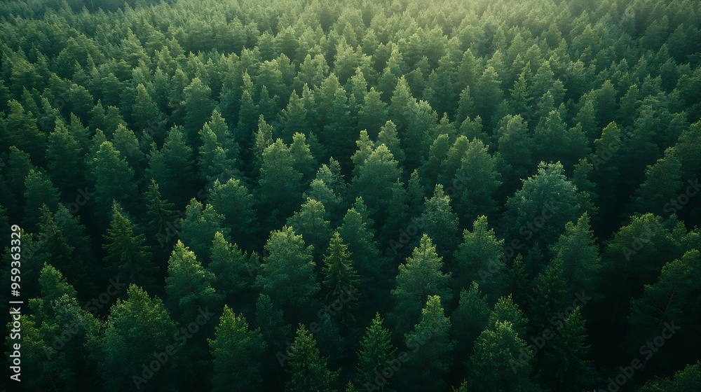 Aerial panorama of nature reserve in northern Sweden with dense forest : Generative AI Aerial panorama of nature reserve in northern Sweden with dense forest : Generative AI