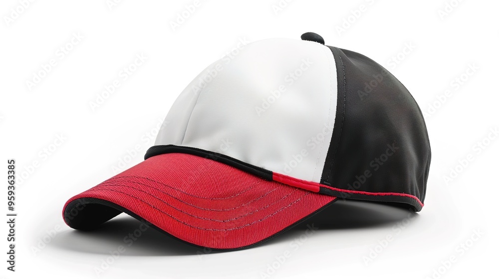 Blank White, Black, and Red Baseball Cap Mockup Template Isolated on a White Background with Clipping Path. The Minimalist Design Highlights Each Color Option, Perfect for Branding, Blank White, Black, and Red Baseball Cap Mockup Template Isolated on a White Background with Clipping Path. The Minimalist Design Highlights Each Color Option, Perfect for Branding,