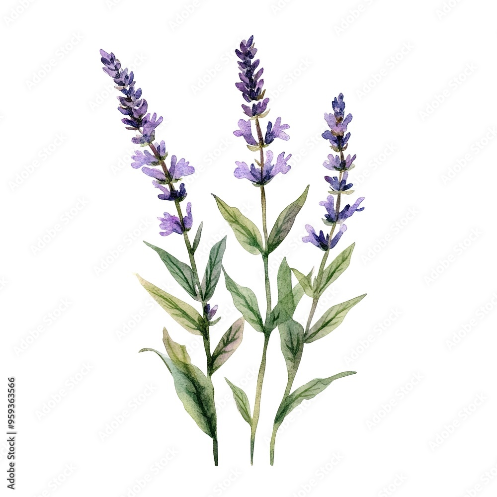 Vervain watercolor illustration isolated on white background Vervain watercolor illustration isolated on white background