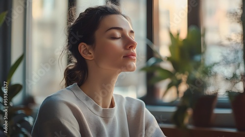 A person practicing mindfulness by focusing on their breath in a calm and quiet space