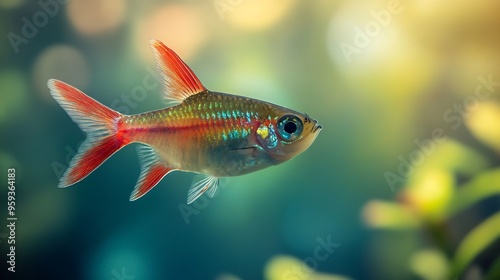 ruby tetra Axelrodia riesei a small aquarium fish : Generative AI photo