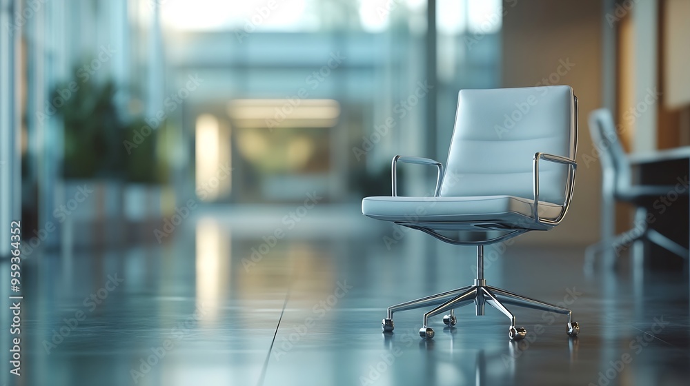 Blur focus of Interior of modern empty office buildingBlur Empty chair and desk in modern office : Generative AI Blur focus of Interior of modern empty office buildingBlur Empty chair and desk in modern office : Generative AI