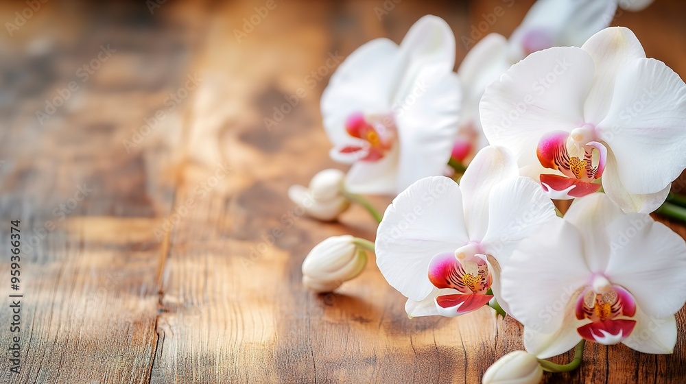 Beautiful Phalaenopsis Orchid Flowers on Wooden Banner Image for Website Background or Desktop Wallpaper. Beautiful Phalaenopsis Orchid Flowers on Wooden Banner Image for Website Background or Desktop Wallpaper.