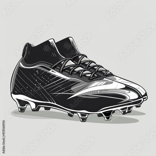 black and white football cleat graphic clip art preview