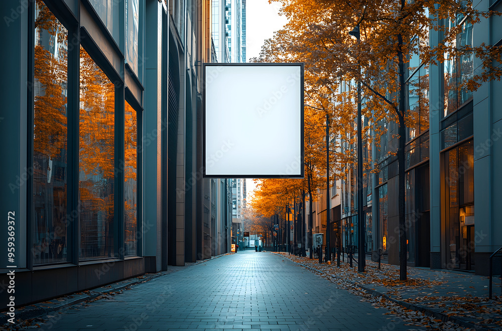 “Blank White Poster on the Side of an Urban Building, Ideal for Custom Advertising or Branding”
