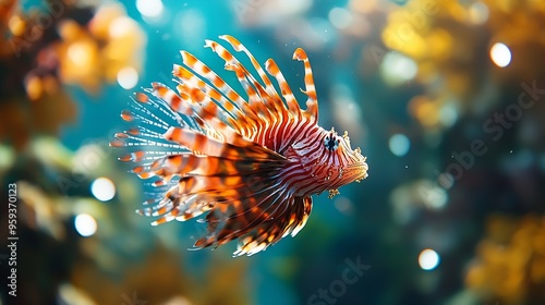 The red lionfish Pterois volitans at Abyss Goa : Generative AI