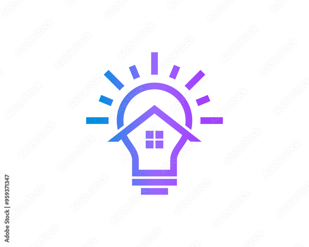 House and light bulb incorporating vector logo