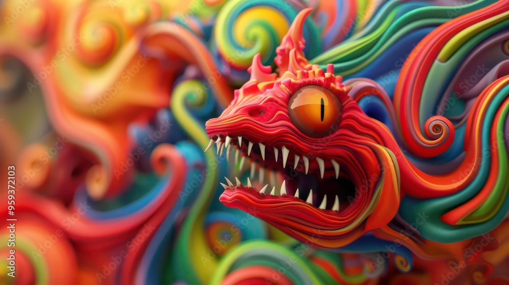 Colorful abstract monster with an open mouth full of sharp teeth. Colorful abstract monster with an open mouth full of sharp teeth.