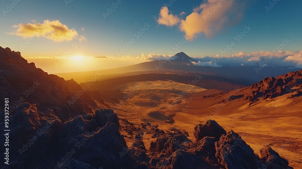 Fototapeta premium Landscape shot of Haleakala crater in Maui Hawaii : Generative AI