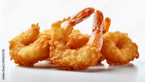 Shrimp tempura with white background isolated
