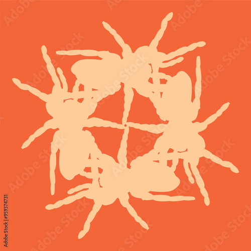 Tarantula-shaped ceramic design with orange color