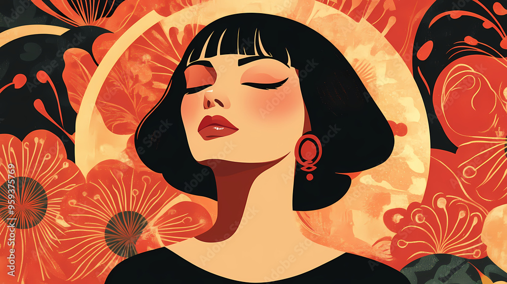 Art deco poster with woman. beautiful illustration picture. generative ai. Art Deco. Illustration Art deco poster with woman. beautiful illustration picture. generative ai. Art Deco. Illustration