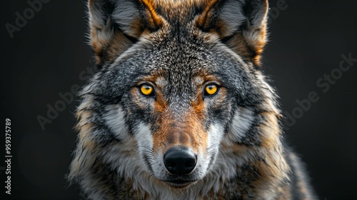 Close-up Portrait of a Wolf with Golden Eyes