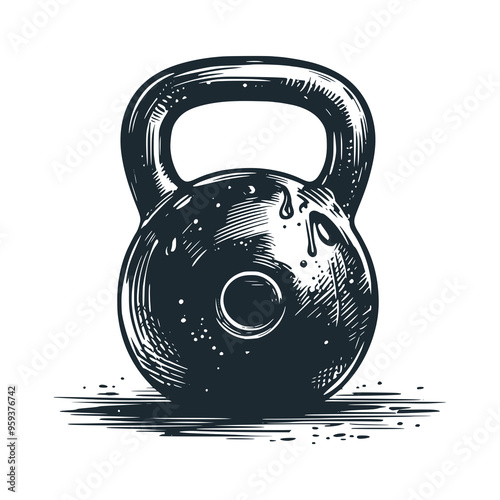 The kettlebell Black white vector logo illustration. 