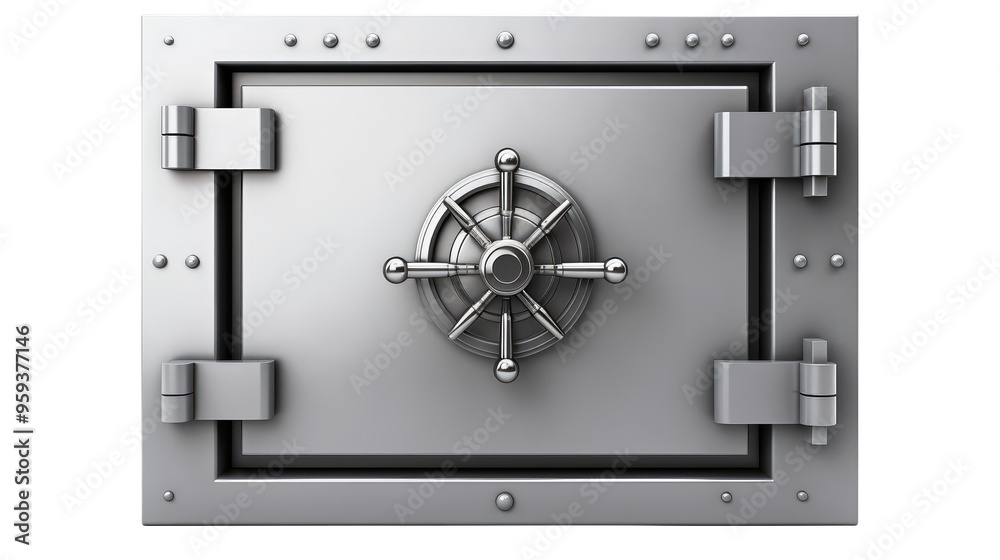 Metallic a solid steel bank Vault Door isolated on transparent white background, clipping path Metallic a solid steel bank Vault Door isolated on transparent white background, clipping path