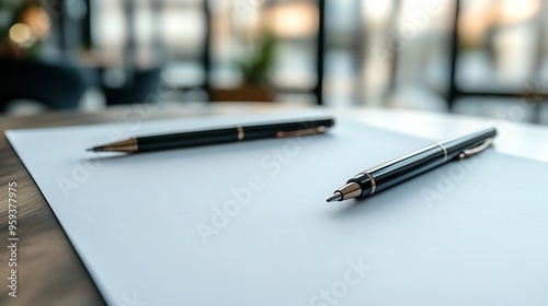 White paper with pens in the meeting room : Generative AI photo
