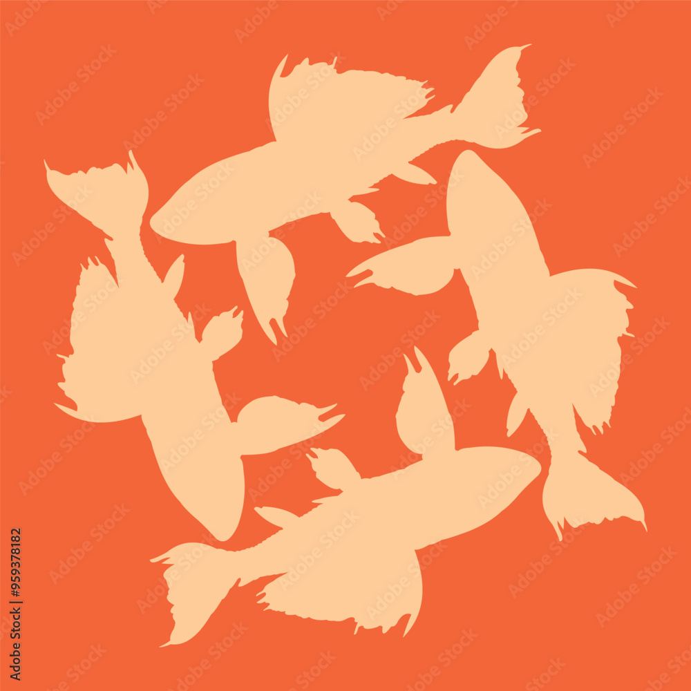 ceramic design in the shape of an ornamental fish with orange color ceramic design in the shape of an ornamental fish with orange color