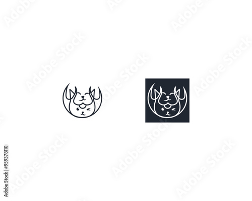 Dog and cat logo design template vector, line of pet logo design suitable for pet shop, store, cafe, business, hotel, veterinary clinic, Domestic animals vector illustration logotype, sign and symbol