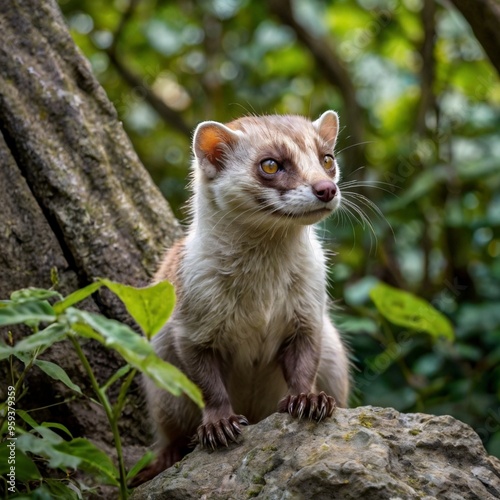 Closeup wild Meerkat sitting in the jungle generated Ai