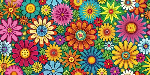 Vibrant retro hippie style flowers in the aesthetic of Matisse, vibrant, retro, hippie, flowers, Matisse, colorful, curvy, artistic