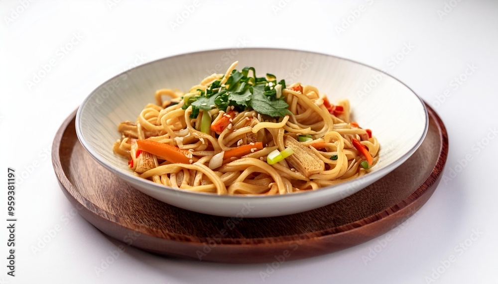 Spicy udon with white background isolated Spicy udon with white background isolated