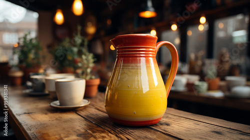 Ceramic teapot on the table in the store generative ai