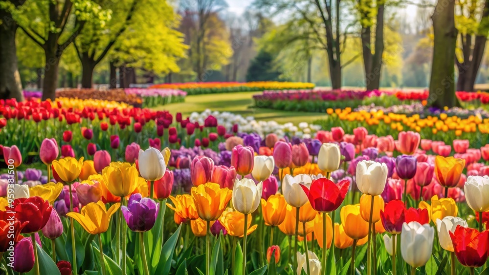 Vibrant tulip garden in full bloom, spring, flowers, colorful, garden, petals, vibrant, nature, blooming, tulip bulb, tulip festival Vibrant tulip garden in full bloom, spring, flowers, colorful, garden, petals, vibrant, nature, blooming, tulip bulb, tulip festival