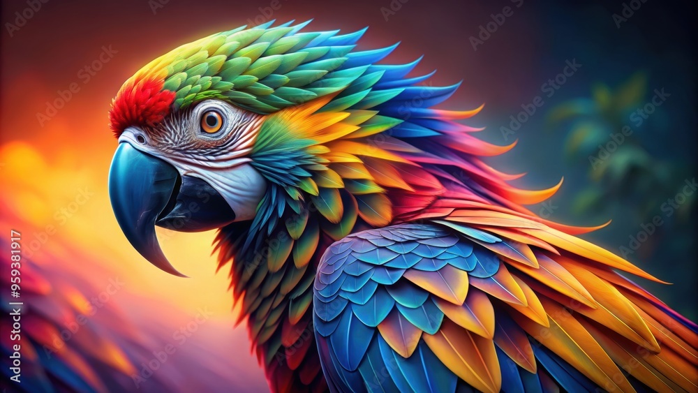 Obraz premium Vibrant pastel parrot with intricate feather details in ultra HD resolution, parrot, vibrant, pastel, colorful