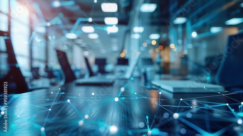 Wallpaper Mural Modern Office and Advanced Communication Network: Conceptualizing Business Statistics and Management Strategy Torontodigital.ca