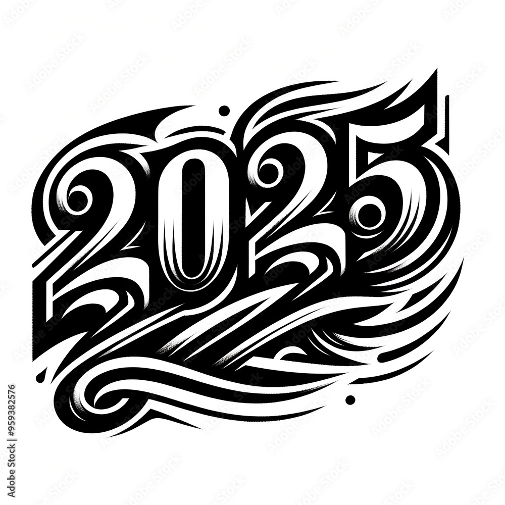 Happy New Year 2025 Typography with Glittering Fireworks Happy New Year 2025 Typography with Glittering Fireworks
