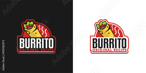 burrito traditional mexican food logo sticker emblem label template	
