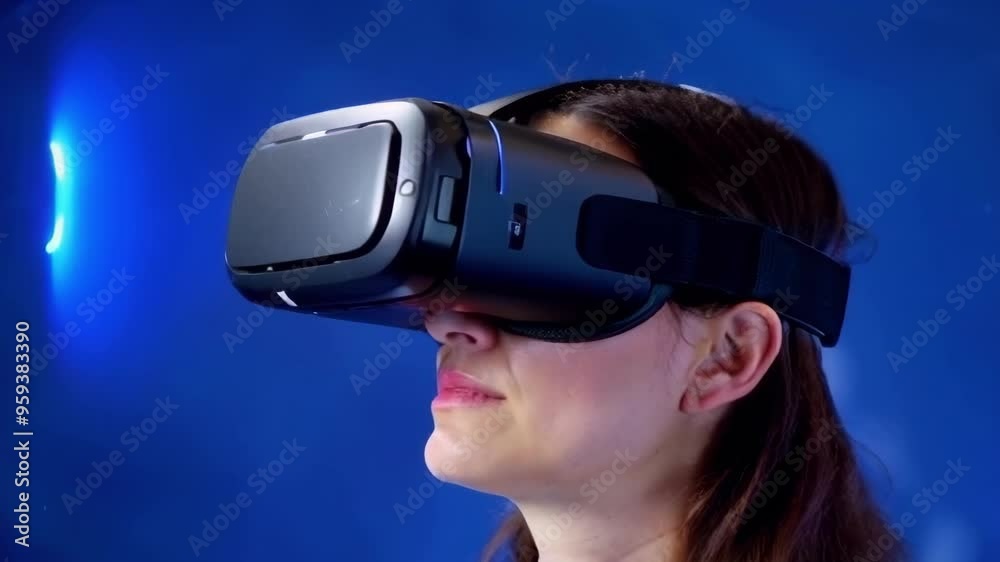 A person wearing a VR headset immersed in a virtual world, holographic icon elements around, futuristic setting, A person wearing a VR headset immersed in a virtual world, holographic icon elements around, futuristic setting,