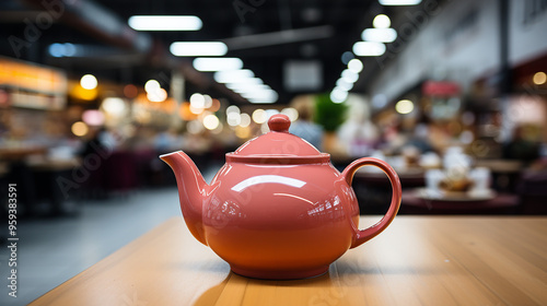 Ceramic teapot on the table in the store generative ai