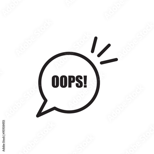 black oops thin line icon, speech bubble black linear illustration for web and app..eps