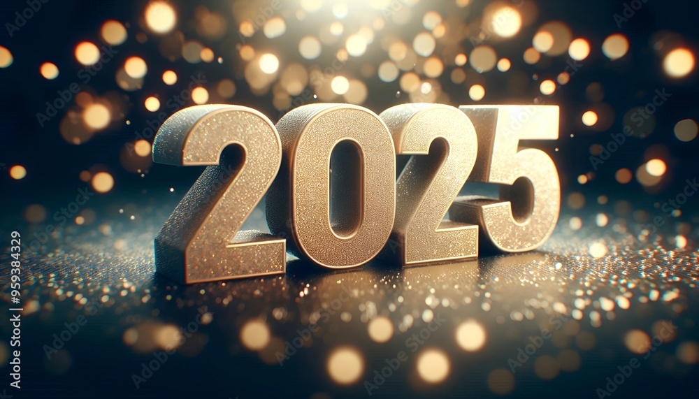 Happy New Year 2025 Typography with Glittering Fireworks Happy New Year 2025 Typography with Glittering Fireworks