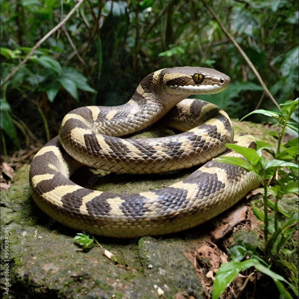 A snake sitting on the rock generated Ai A snake sitting on the rock generated Ai