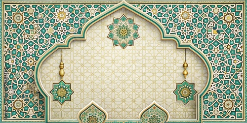 Islamic event designs featuring intricate patterns and calligraphy , Mahe Ramadan photo