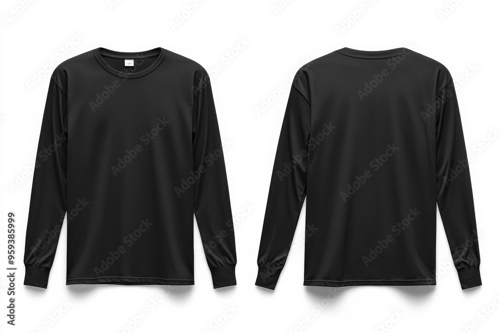 Black long sleeve tshirt mockup isolated created with Generative AI Black long sleeve tshirt mockup isolated created with Generative AI